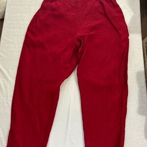 Flax Linen Pants in Deep Red